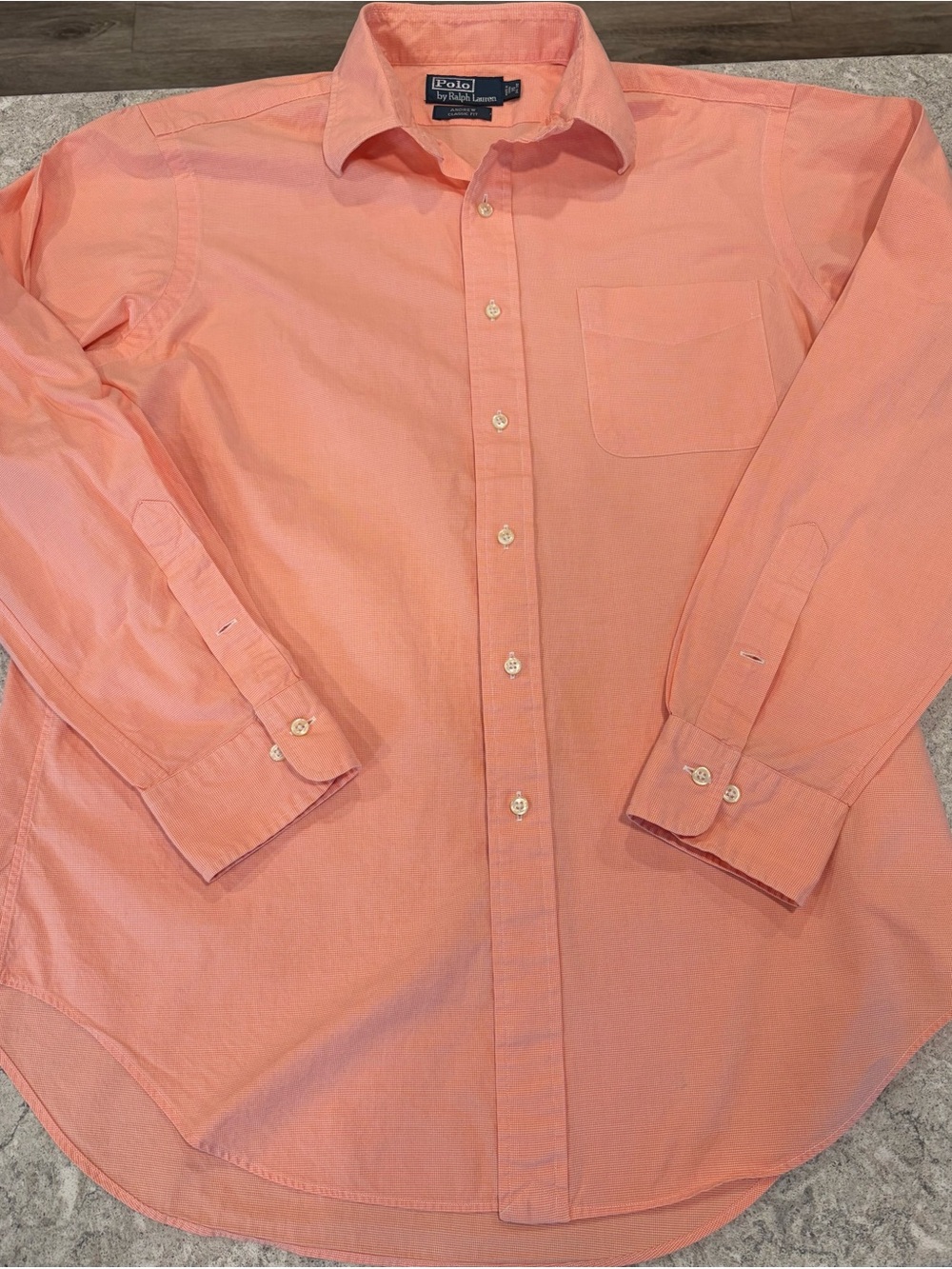 Polo Ralph Lauren Men’s Coral-Orange Button-Down Dress Shirt-16 34/35
